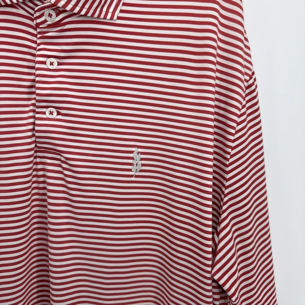 RLX RALPH LAUREN Red Striped Stretchy Performance Golf Club Logo Polo‎ Shirt XL